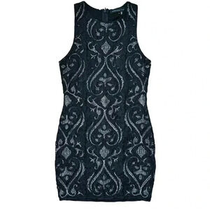 Endless Rose Womens Mini Shift Dress Party Cocktail Black Gold Sleeveless Small